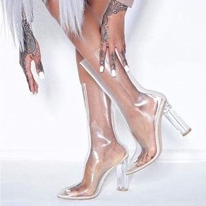 Cape Robbin Ella-1 Transparent Dress Boots Sz 8.5